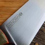 NORA #1513 - 7.5" Chef - 01 Carbon Steel - LASER - Camo Green & Bubinga