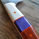 NORA #1691 - 7.5" CPM-M4 Kiritsuke - Padauk | Purple | White | Orange